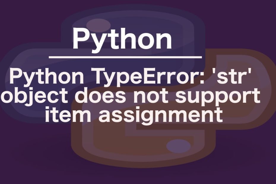 Typeerror Str Object Does Not Support Item Assignment