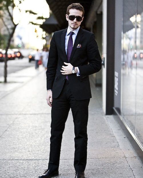 Purple Tie; Black Suit | Purple Suits, Suit Prom, Prom Suits