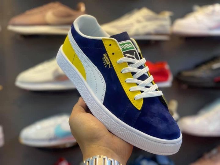 Men & Women Fashion Shoes Puma Suede Classic 'Navy Blue Yellow' Oem |  Lazada Ph