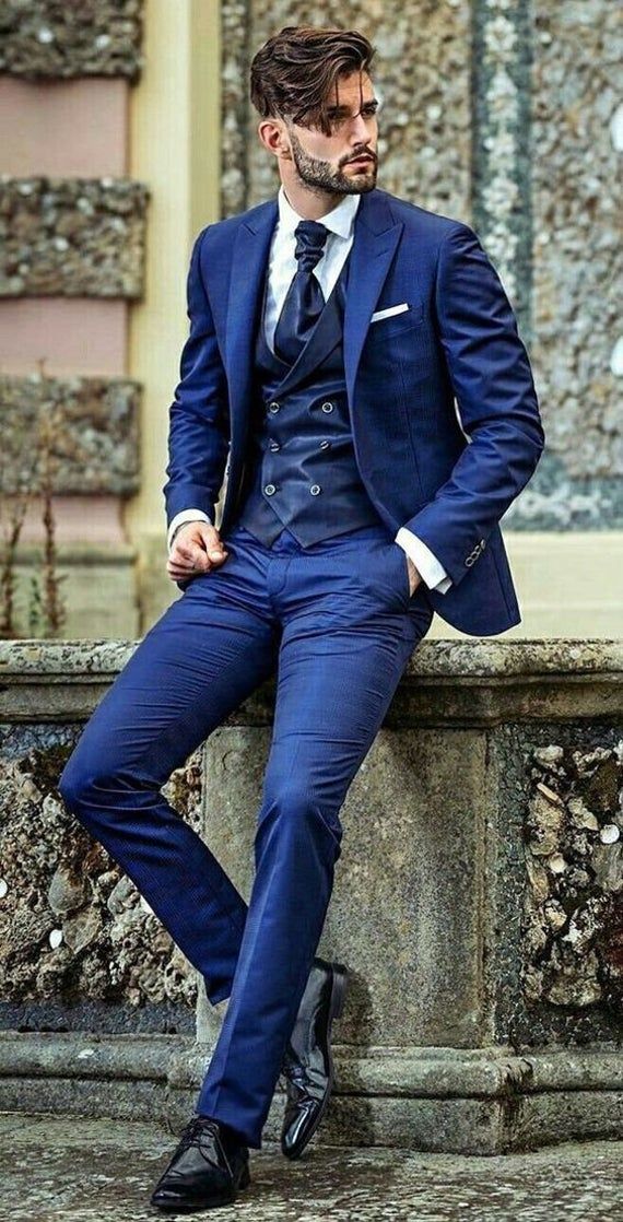 Buy Men Blue Suits Slim Fit Summer Suit Party Wear 3 Piece Suit Online In  India - Etsy | Blue Suit Men, Business Casual Attire For Men, Mens Fashion  Suits