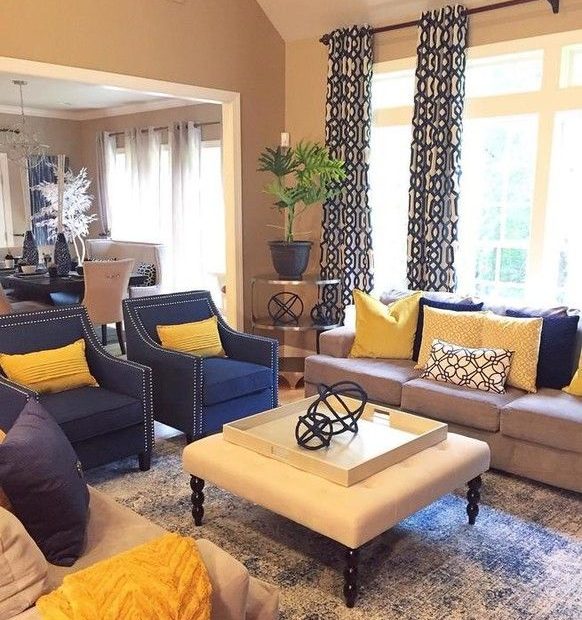 At Home | Yellow Living Room, Blue Living Room Decor, Blue And Yellow  Living Room