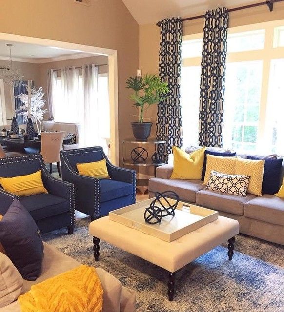 At Home | Yellow Living Room, Blue Living Room Decor, Blue And Yellow  Living Room