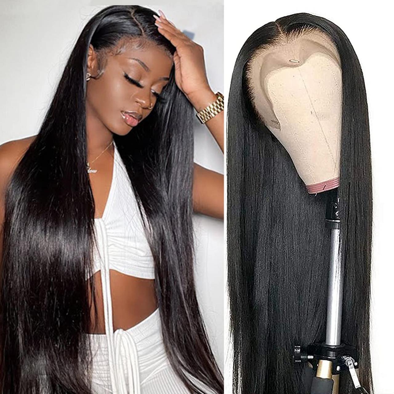 Amazon.Com : Lace Front Wigs Human Hair Straight Human Hair 13X4 Lace  Frontal Wigs For Black Women With Baby Hair 180% Density Transparent  Brazilian Virgin Human Hair Wig Pre Plucked Natural Color (