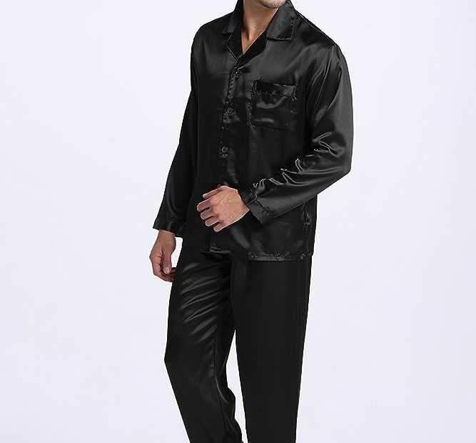 Tony & Candice Men'S Classic Satin Pajama Set Sleepwear (Medium, Black) At  Amazon Men'S Clothing Store