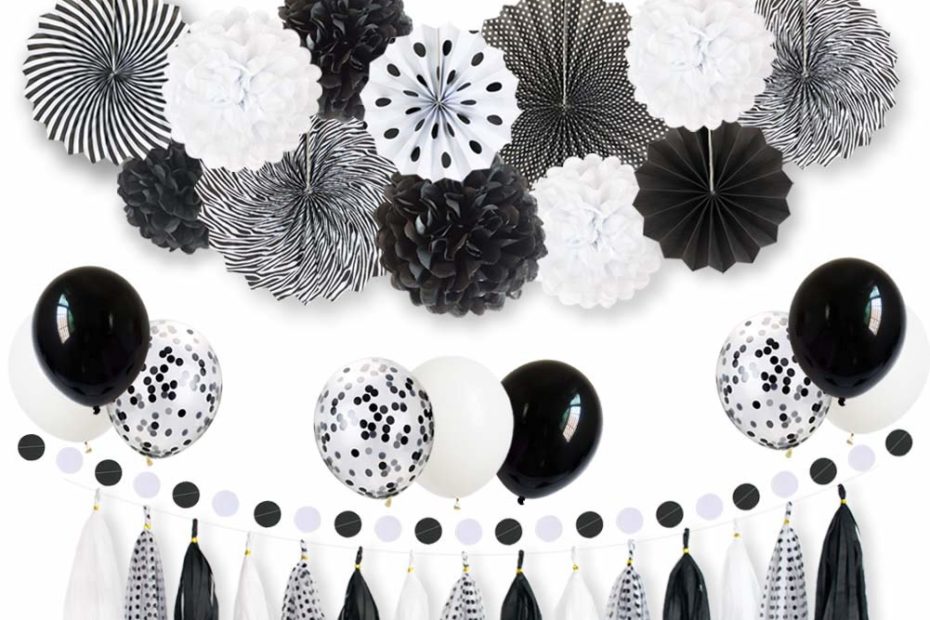 Amazon.Com: Ansomo Black And White Party Decorations And Supplies, For Baby  Shower And Birthday Graduation Bachelorette With Paper Fan And Tassel  Garland : Home & Kitchen