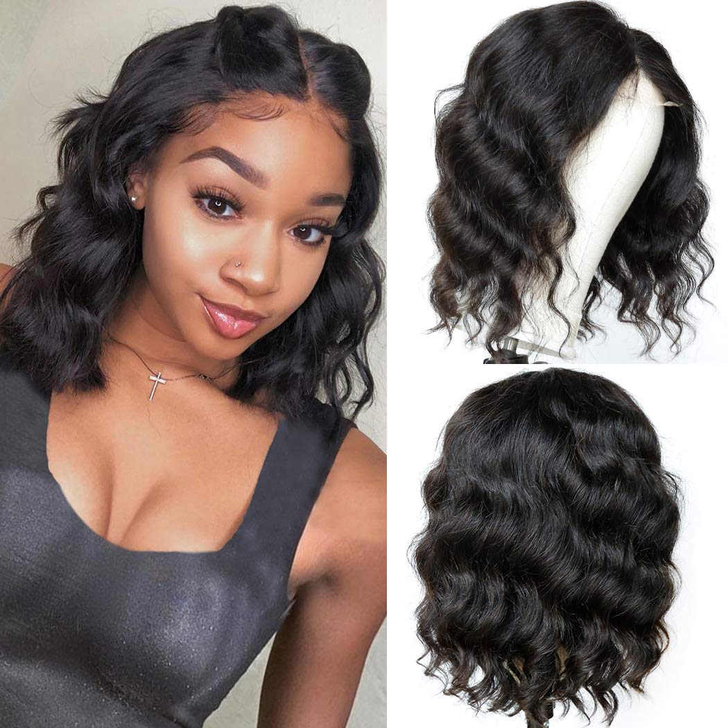 Amazon.Com : Afrodiva Bob Wig Body Wave Human Hair Lace Closure Wigs 12Inch  Brazilian Hair Body Wave Lace Front Wig Human Hair Pre Plucked With Baby  Hair Short Wigs For Black Women