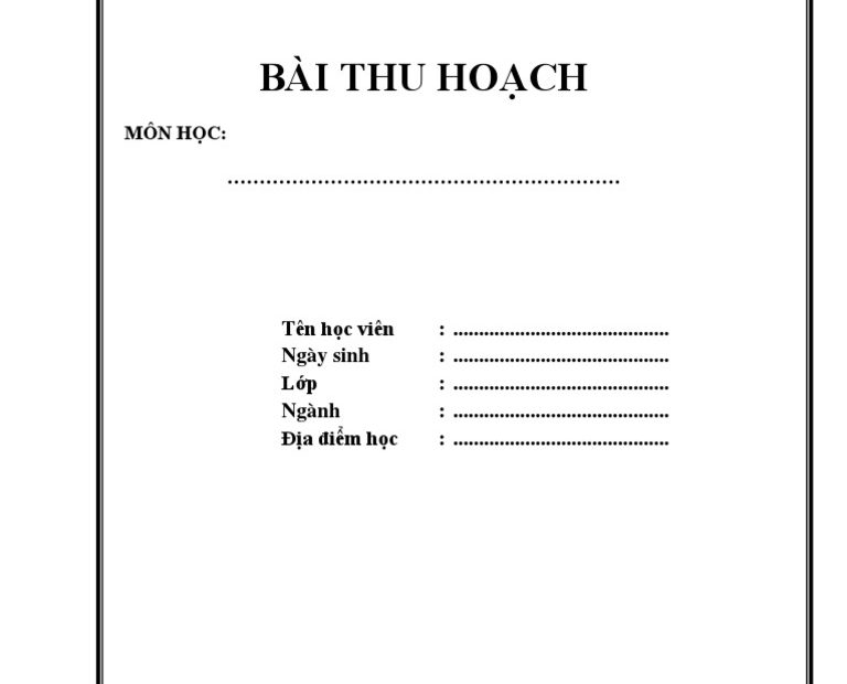 Mẫu Bìa Bài Thu Hoạch | Pdf