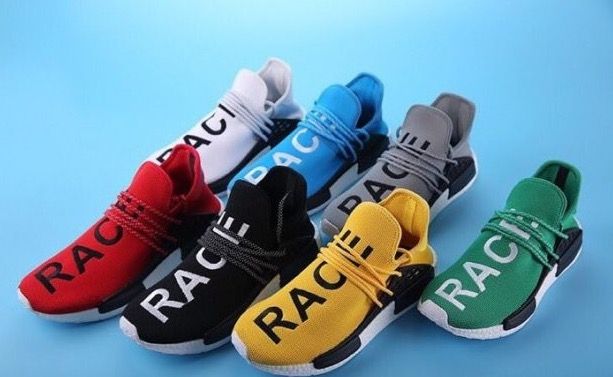 Pharrell-X-Adidas-Nmd-Human-Race-Shale-Blue & Scarlet | Sneakers Men  Fashion, Human Race Shoes, Sneakers Men