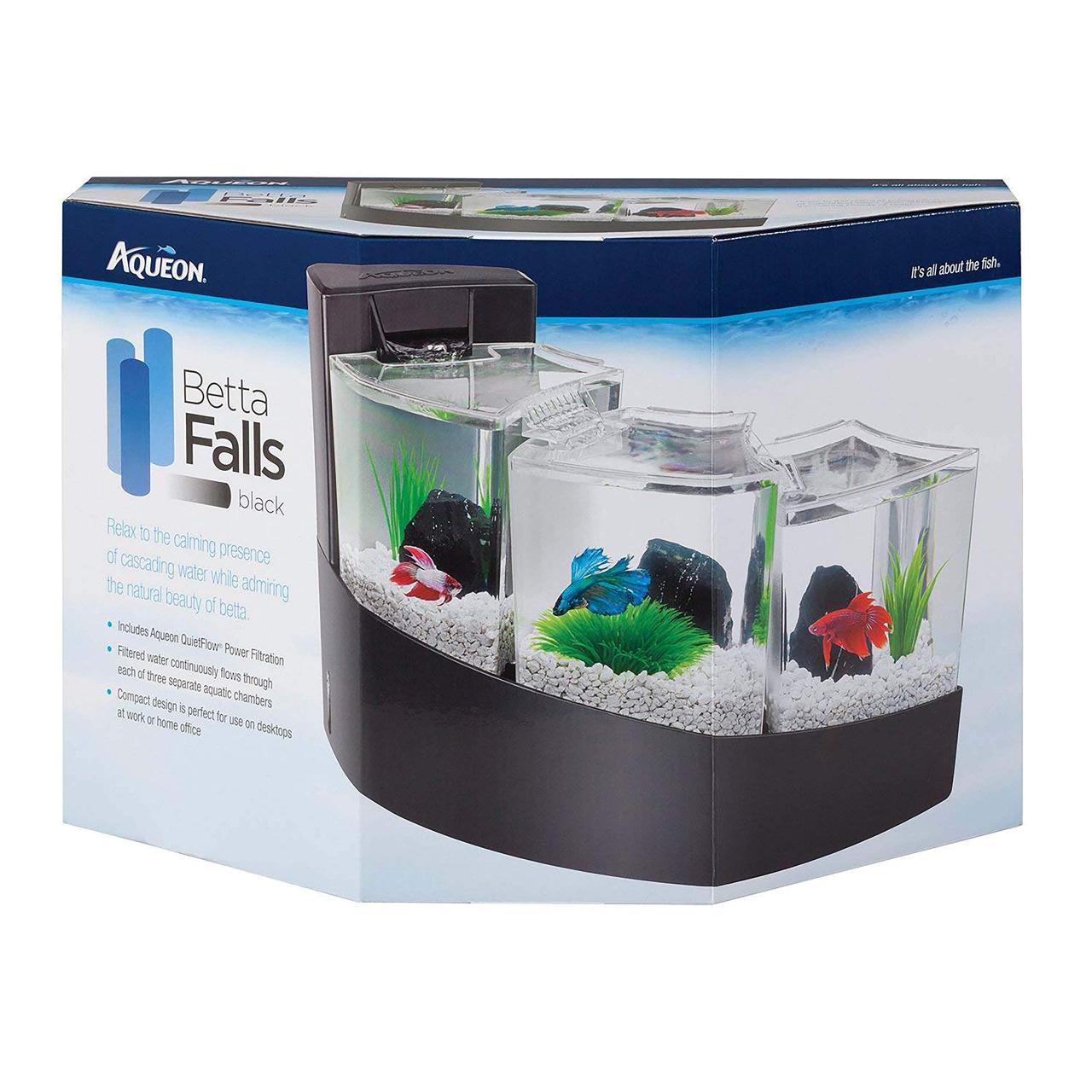 Amazon.Com: Aqueon Betta Falls 3 Section Aquarium Fish Tank With Quietflow  Power Filtration, Black : Everything Else