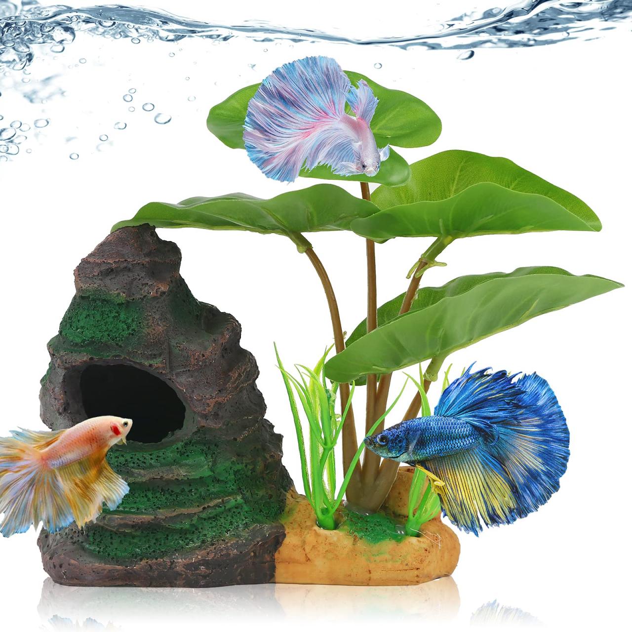 Amazon.Com : Coospider Betta Fish Leaf Pad Hammock Aquarium Decoration  Cichlid Fish Tank Resin Rock Mountain Cave Ornaments Fish Bowl Decorations  For Sleeping Resting Hiding Playing Breeding : Pet Supplies