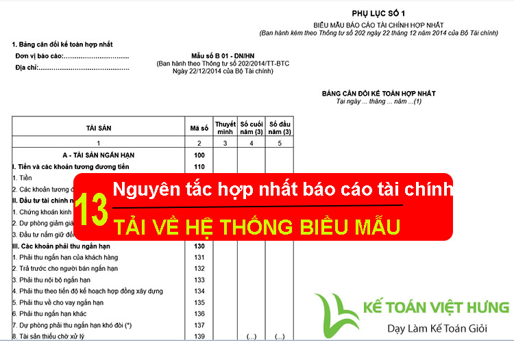 Tải Về Biểu Mẫu | 13 Nguyên Tắc Hợp Nhất Báo Cáo Tài Chính