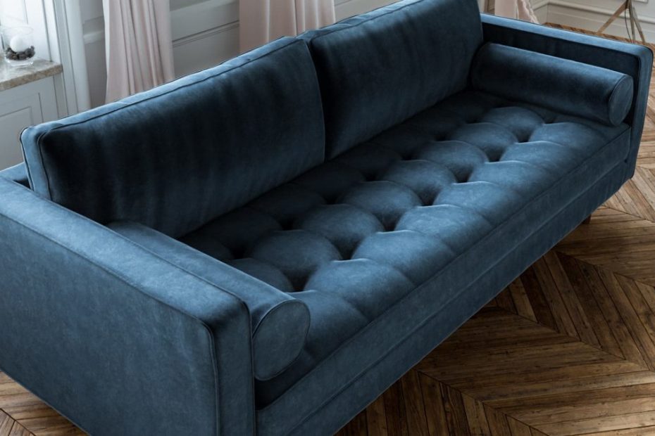 Scandormi Modern Sofa: Navy Blue Mid-Century Tufted Couch - Expand  Furniture - Folding Tables, Smarter Wall Beds, Space Savers