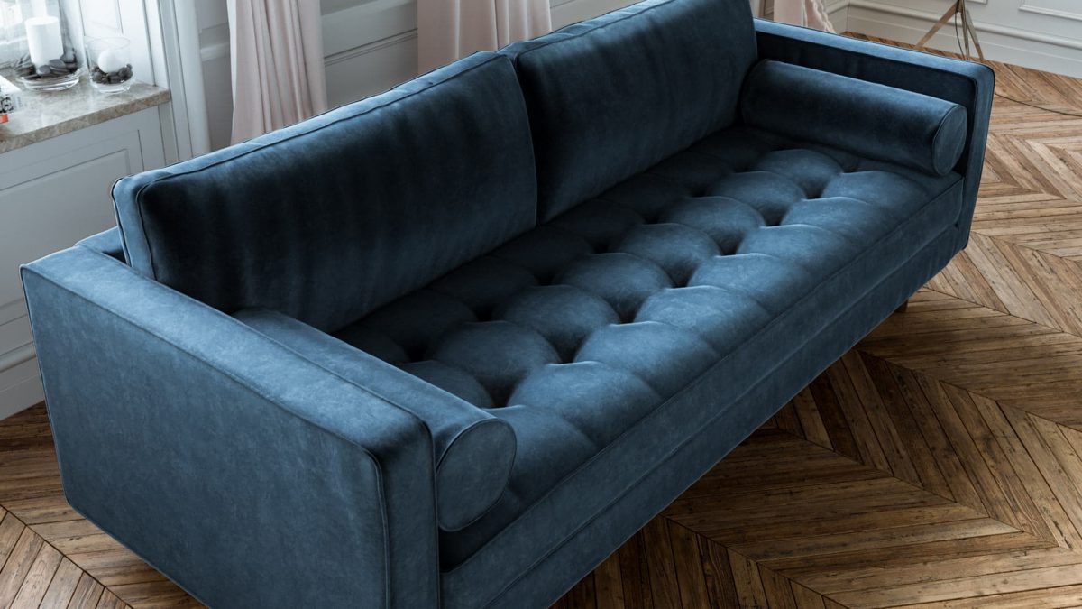 Scandormi Modern Sofa: Navy Blue Mid-Century Tufted Couch - Expand  Furniture - Folding Tables, Smarter Wall Beds, Space Savers