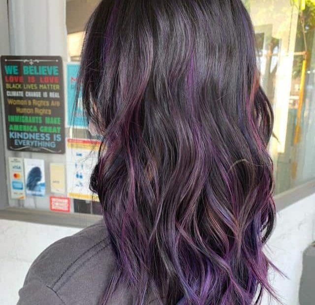 40+ Amazing Purple Highlights On Black Hair Ideas (2023 Update) | Purple  Hair Highlights, Hair Highlights, Hair Styles