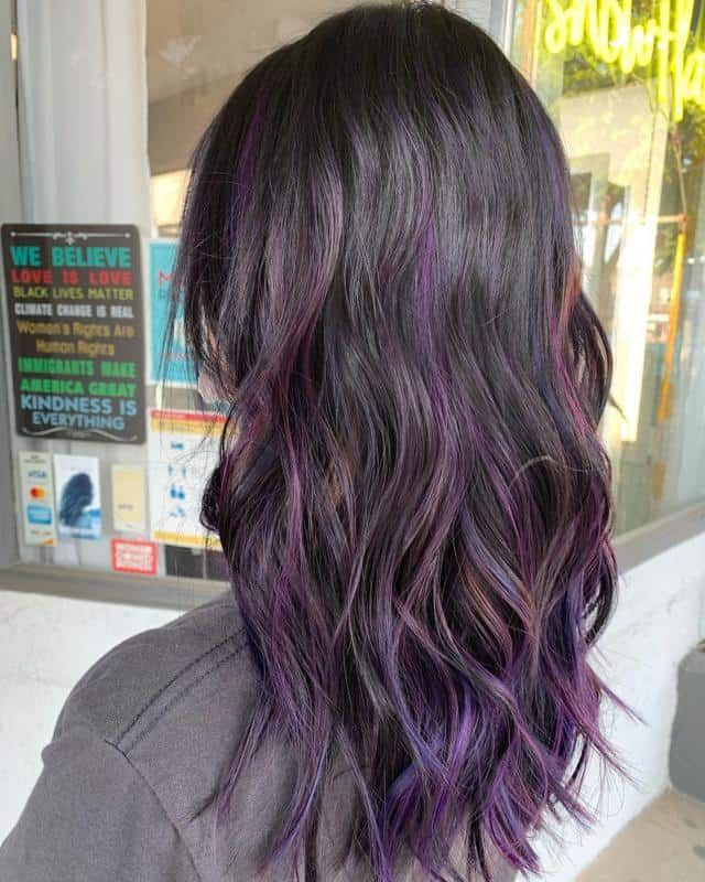 40+ Amazing Purple Highlights On Black Hair Ideas (2023 Update) | Purple  Hair Highlights, Hair Highlights, Hair Styles