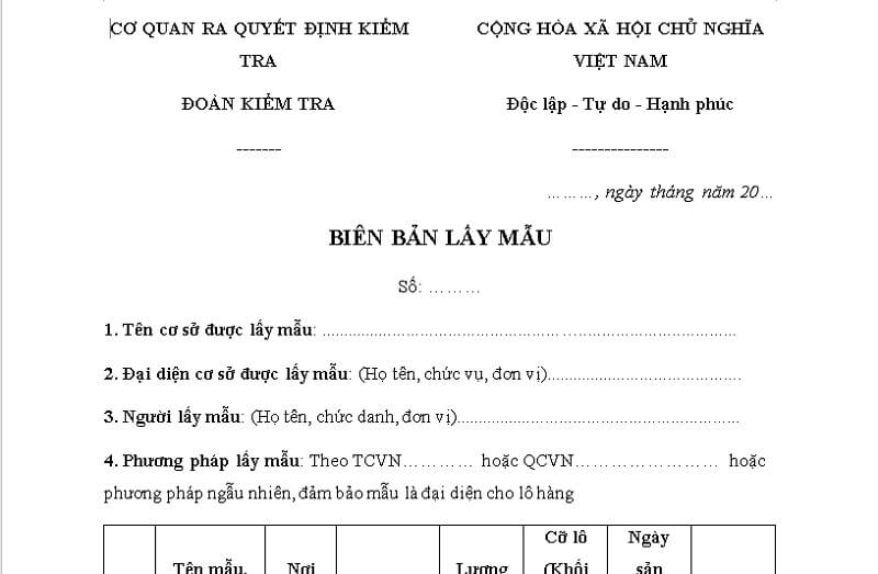 Biên Bản Lấy Mẫu Nước Thải Và Thông Tin Về Quy Trình Lấy Mẫu