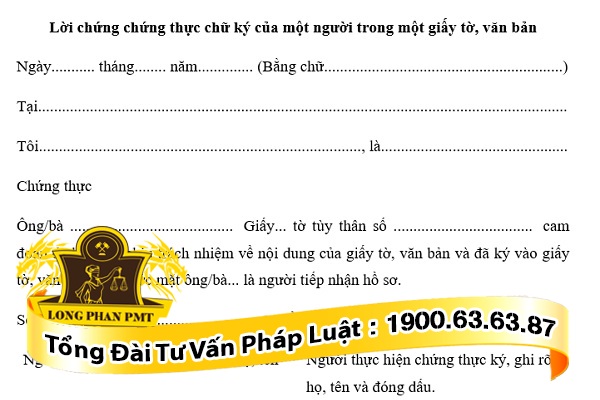 Mẫu Bản Khai Chứng Thực Chữ Ký - Luật Long Phan