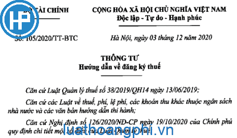 Biểu Mẫu Về Đăng Ký Thuế Theo Thông Tư 105