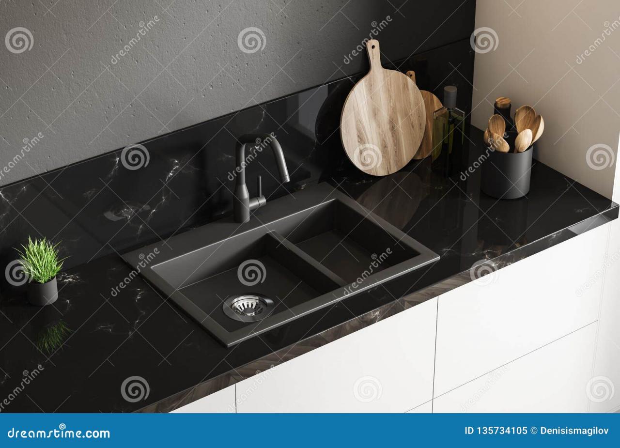 Black Marble Kitchen Sink, Top View Stock Illustration - Illustration Of  Furniture, Cooking: 135734105