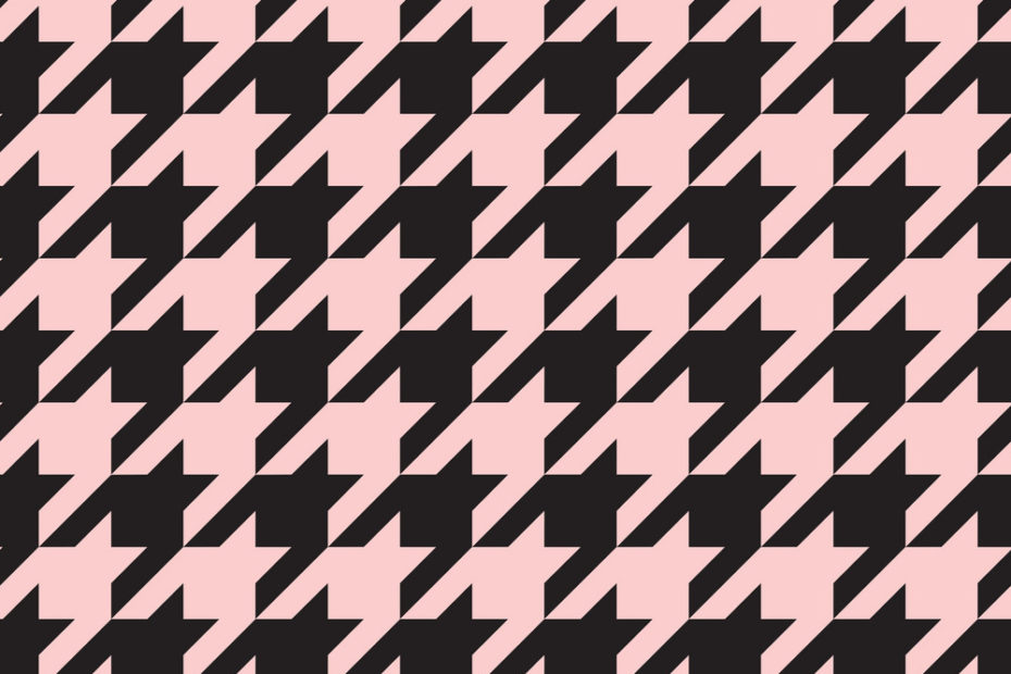 Houndstooth Tile Pastel Pink And Black Pattern Vector Image