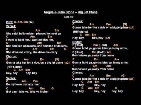 Angus & Julia Stone - Big Jet Plane (Backing Track With Guitar Chords And  Lyrics) - Youtube