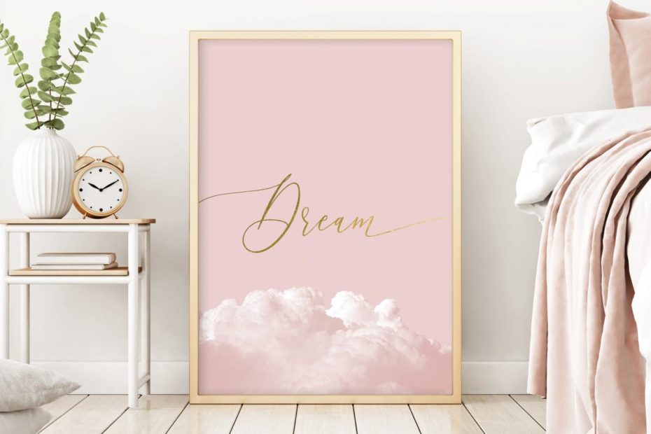 Blush Pink And Gold Bedroom Wall Decor Printable Dream Poster - Etsy