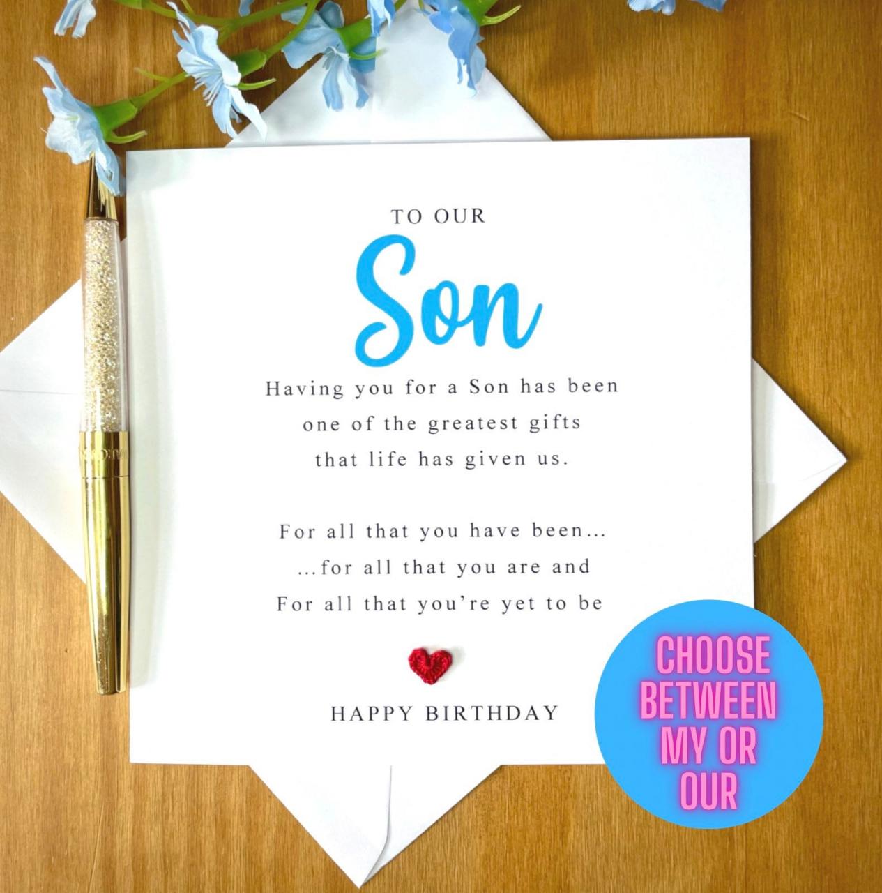 Son Birthday Card Son Poem Adult Son Birthday Card Birthday - Etsy Hong Kong