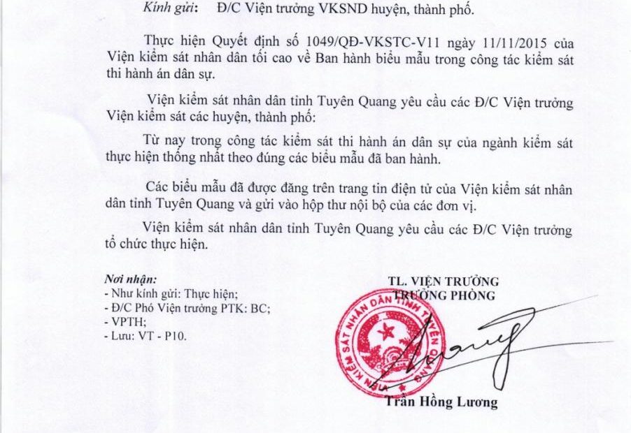 Sử Dụng Biểu Mẫu Nghiệp Vụ Về Thi Hành Án Dân Sự - Viện Kiểm Sát Nhân Dân  Tỉnh Tuyên Quang - Viện Kiểm Sát