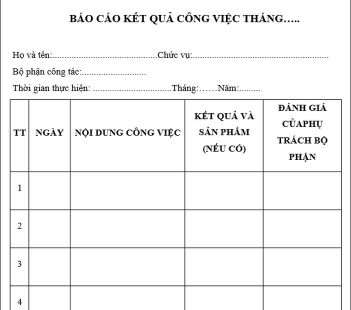 Mẫu Báo Cáo Kết Quả Công Việc Chuẩn Form, Mới Nhất 2022