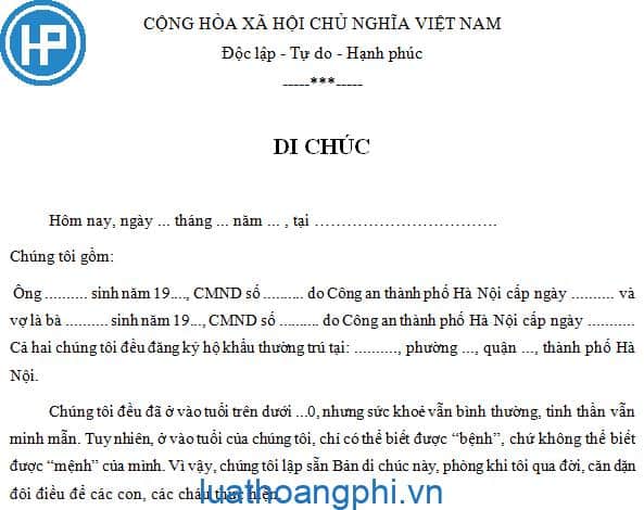 Mẫu Di Chúc 2023 Chuẩn Kèm Hướng Dẫn Cách Viết Di Chúc