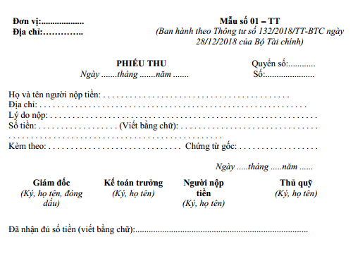 Hướng Dẫn Lập Mẫu Phiếu Thu Do Bộ Tài Chính Ban Hành