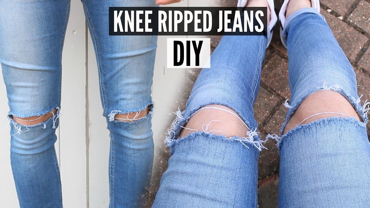 Diy Knee Ripped Jeans Tutorial 2023 - How To Style - Youtube