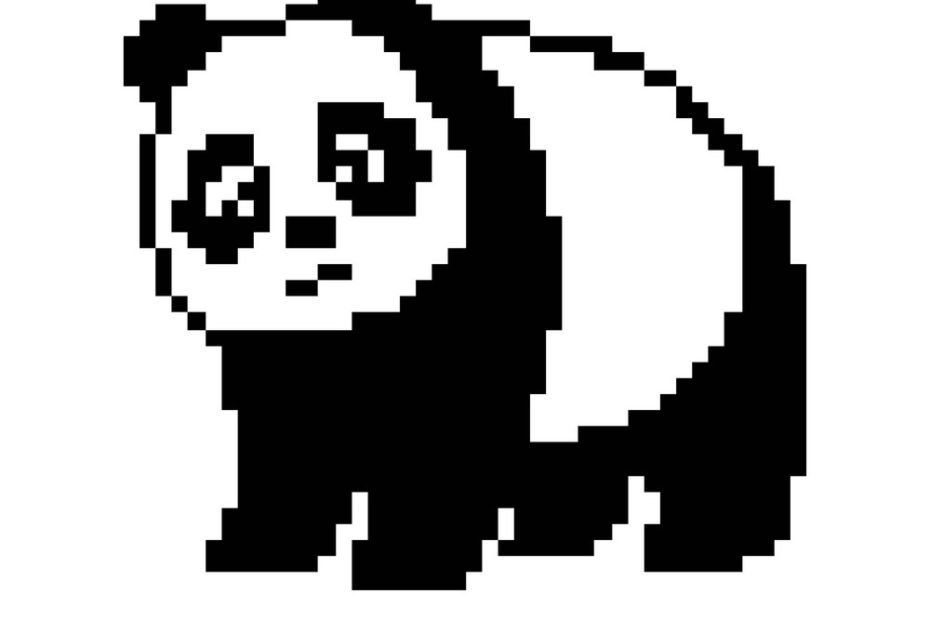 Panda Black And White Pixel Art Isolated Vector Image