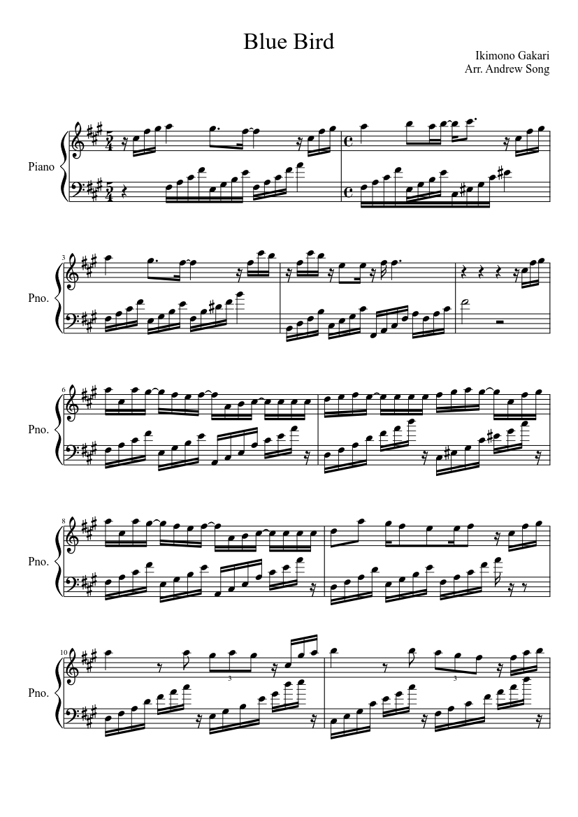 Blue Bird Sheet Music For Piano (Solo) | Musescore.Com