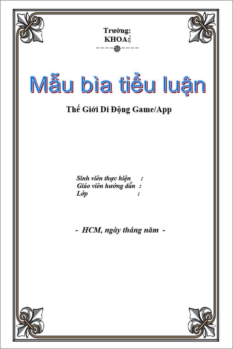 Tổng Hợp 100 Mẫu Bìa Word Đẹp Miễn Phí Mới Nhất - Tải Miễn Phí