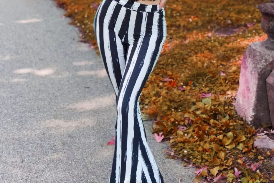 Distressed Black And White Striped Flare Pant Hellz Bellz – Too Fast