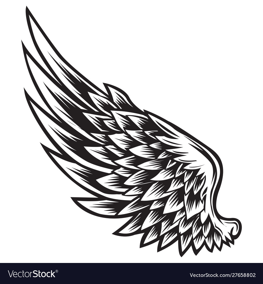 Wings Bird Black White 011 Royalty Free Vector Image