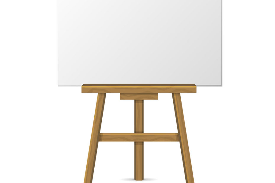 Wooden Easel With Blank Canvas On White Background