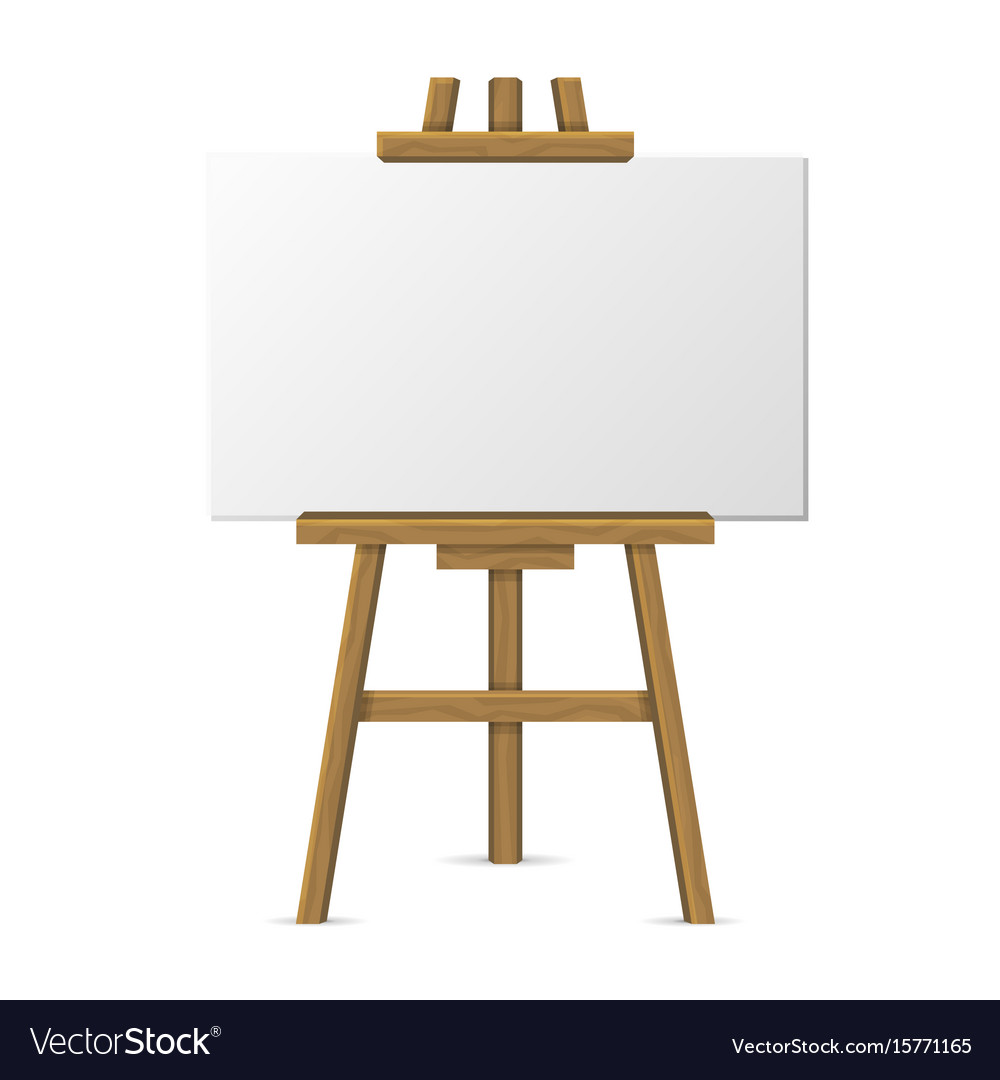 Wooden Easel With Blank Canvas On White Background