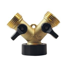 Brass "Y" Garden Hose Connector w/Shut Off Valves